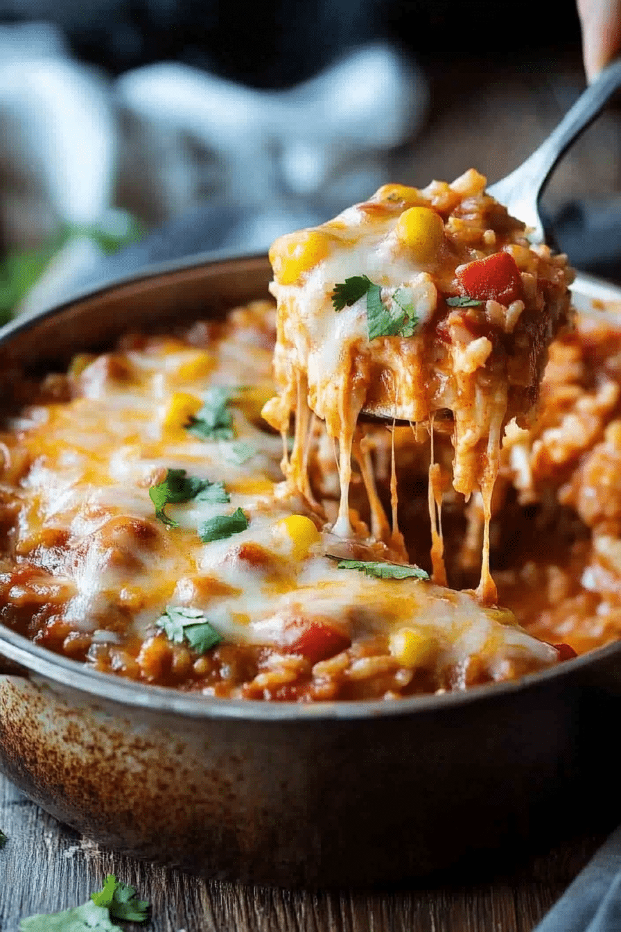 One Pot Chicken Enchilada Rice Casserole